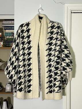 Maeve by Anthropologie Houndstooth Open Front Cardigan One Size